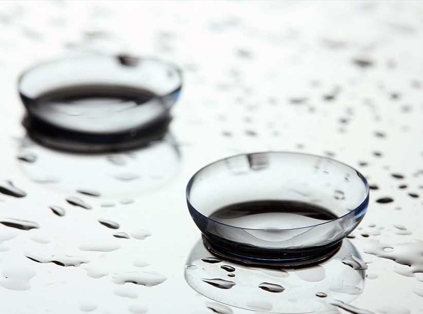 Close up of contact lenses